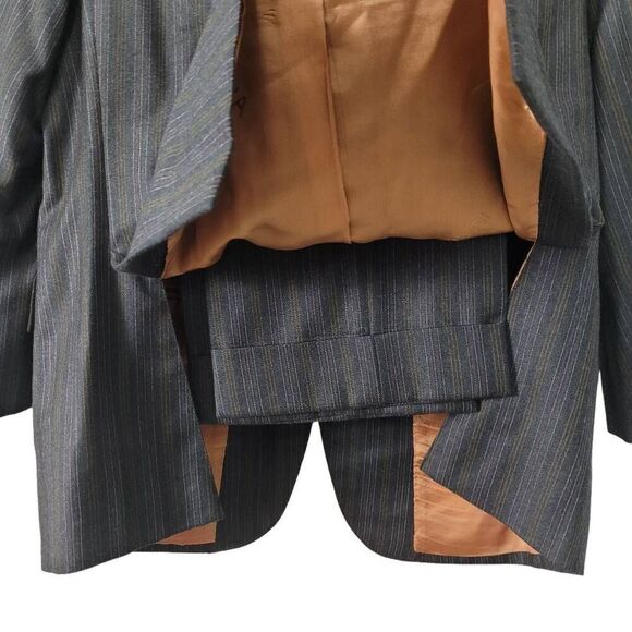 Gianluca ISAIA Napoli Wool 2 Piece Suit Sz 42R Pant 34x29 Gray Brown Pinstripe - Picture 3 of 14
